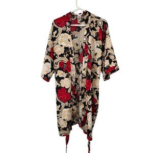 Vintage Romantic Moods Woman Floral Robe Womens 1X Used Knee Length